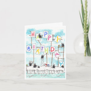 Penguin Painters Birthday Card