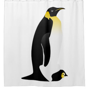 Penguin parent with his baby shower curtain