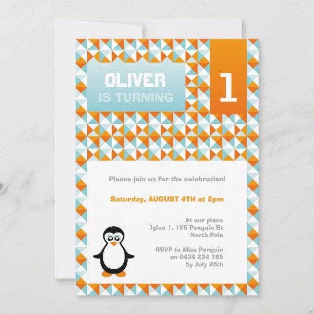 Penguin Party Invitation (Front)