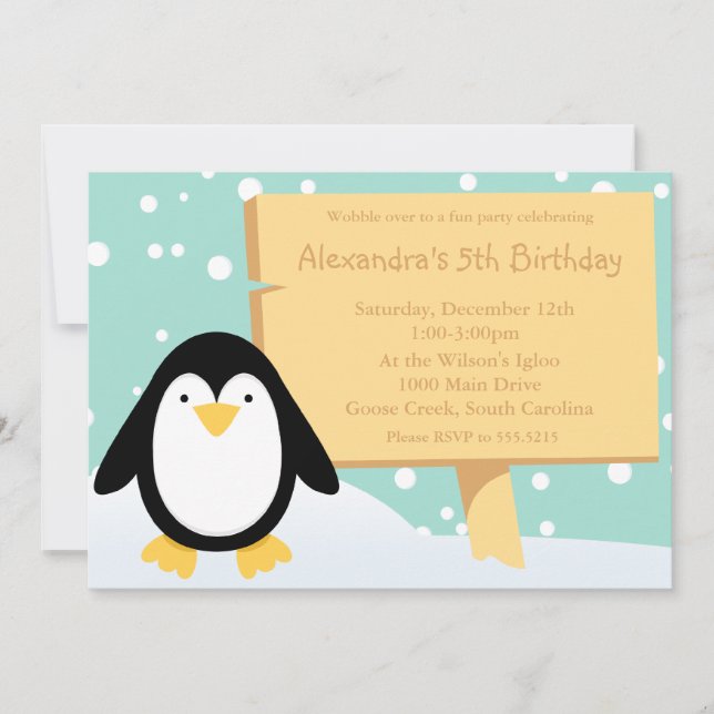 Penguin Party Invitation (Front)