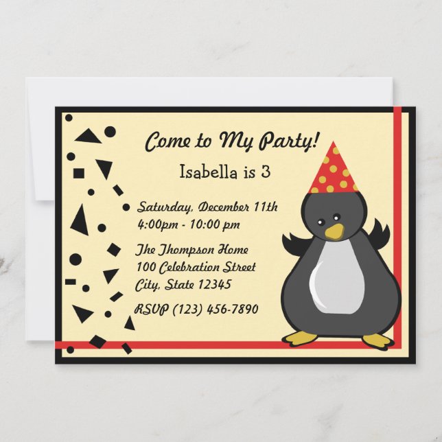 Penguin Party Invitation (Front)