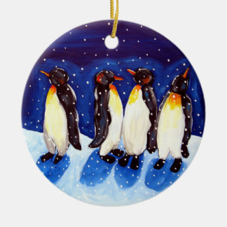 Penguin Party Round Ornament Winter Fun