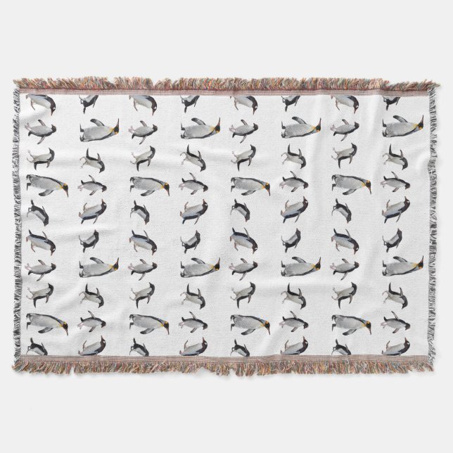 Penguin Party Throw Blanket (Choose Your Colour) (Front)