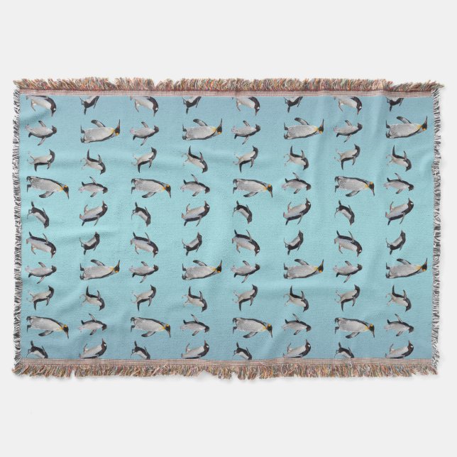 Penguin Party Throw Blanket (Light Blue Mix) (Front)