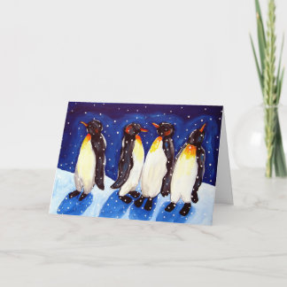 Penguin Party Winter Folk Art Card