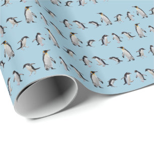 Penguin Party Wrapping Paper (Choose Your Colour)