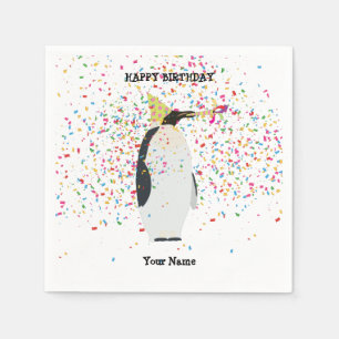 Penguin Partying - Animals at Birthday Party Napkin