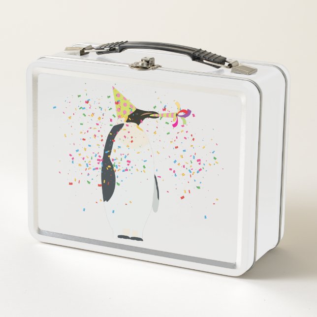 Penguin Partying - Animals Having a Party Metal Lunch Box (Front)