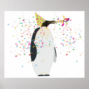 Penguin Partying - Animals Having a Party Poster
