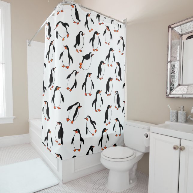 Penguin Pattern  Shower Curtain (In Situ)