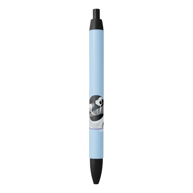 Penguin Peek-a-Boo Black Ink Pen (Front Vertical)