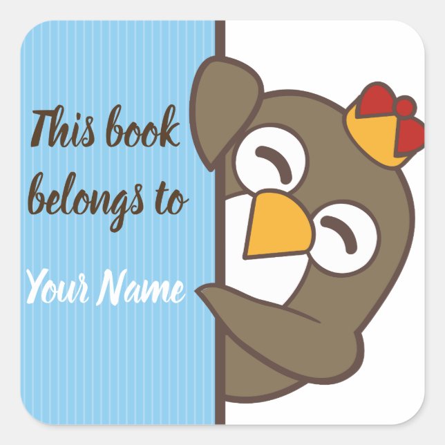 Penguin Personalised Bookplate Sticker (Front)