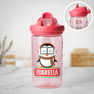 Penguin Personalised Water Bottle with Timeline