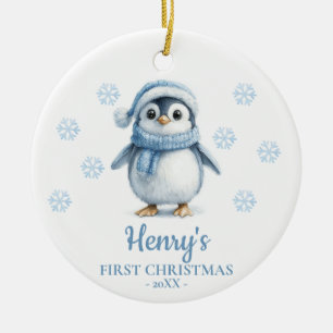Penguin Personalized Baby's First Christmas Ceramic Tree Decoration