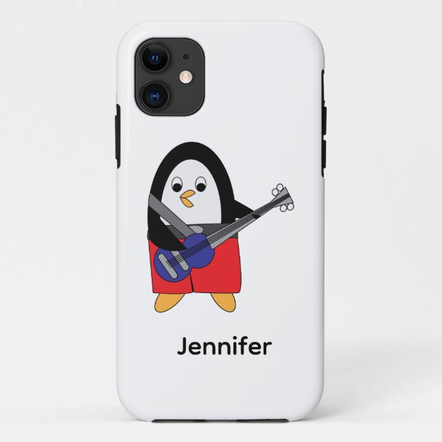 Penguin Playing Electric Bass Personalise Case-Mate iPhone Case (Back)
