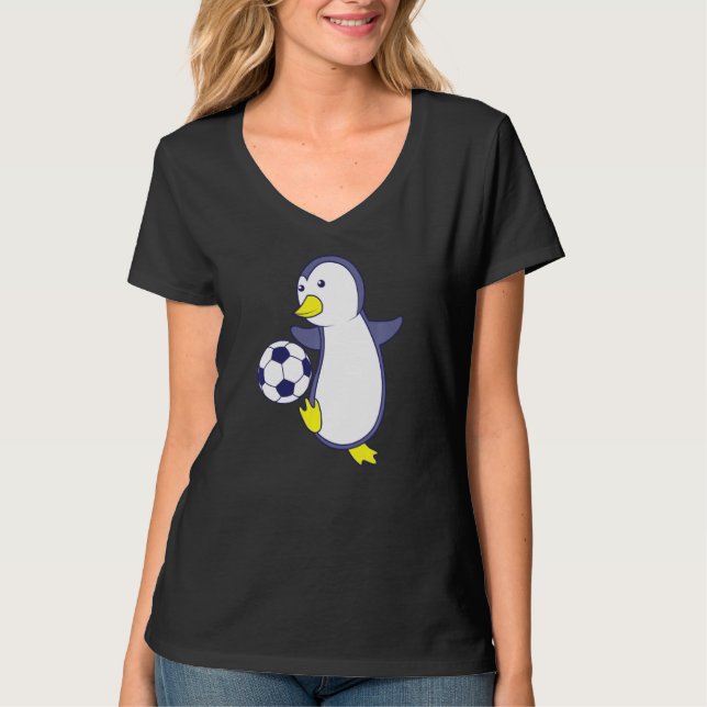 Penguin Playing Football T-Shirt (Front)