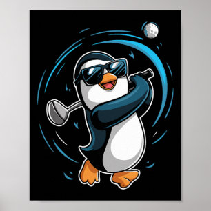 Penguin Playing Golf Sport Animal Cute Penguin Gol Poster