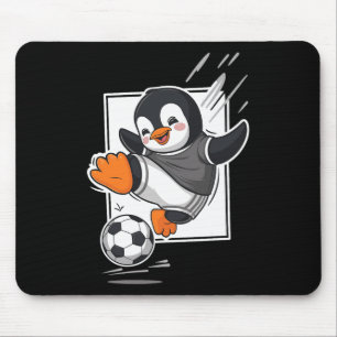 Penguin Playing Soccer Kicking Football Cute Carto Mouse Pad