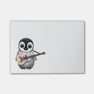 Penguin Playing South Korean Flag Guitar Post-it Notes