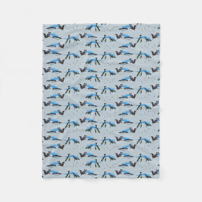Penguin Pool Party Fleece Blanket (Light Blue) (Front)