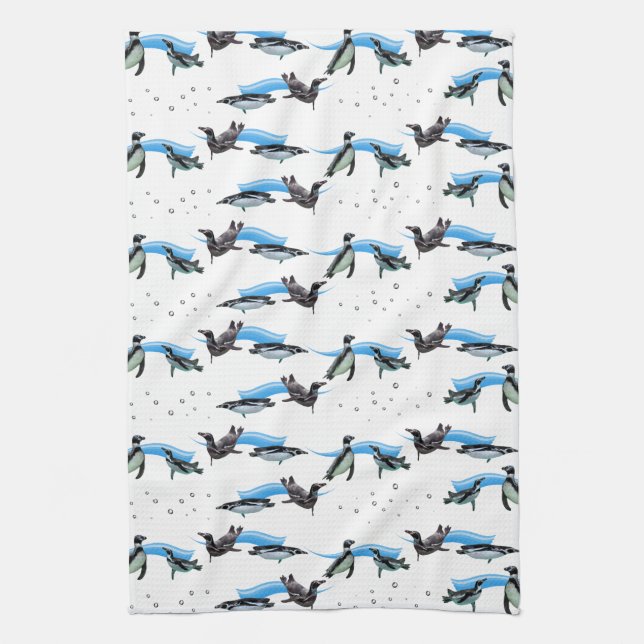 Penguin Pool Party Kitchen Towel (Vertical)