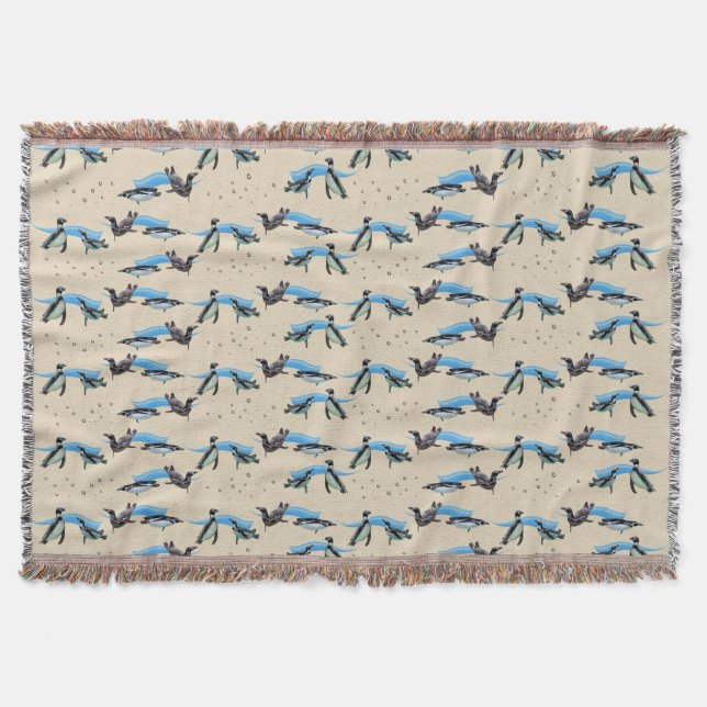Penguin Pool Party Throw Blanket (Cream) (Front)
