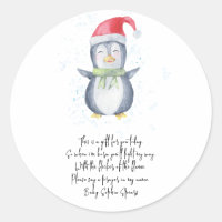 Penguin. Prayer candle label