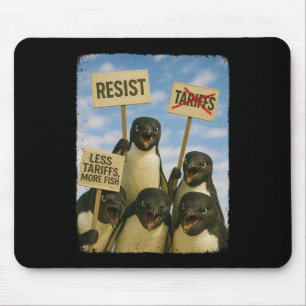 Penguin Protest Against Tarrifs March Activism Fun Mouse Pad