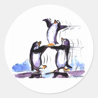 penguin prymid classic round sticker
