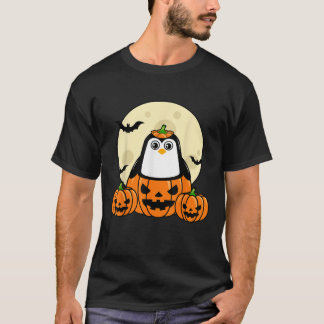 Penguin Pumpkin Moon Bats Costume Cute Easy Hallow T-Shirt