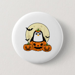 Penguin Pumpkin Moon Ts Costume Cute Easy Hallowee 6 Cm Round Badge