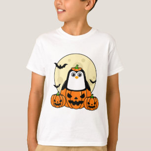 Penguin Pumpkin Moon Ts Costume Cute Easy Hallowee T-Shirt