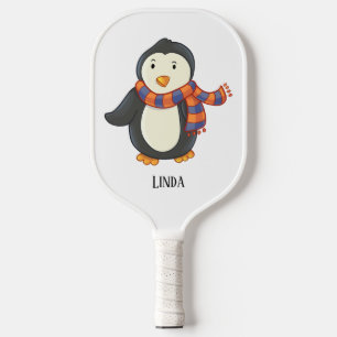 Penguin Purple Orange Striped Winter Scarf Name Pickleball Paddle