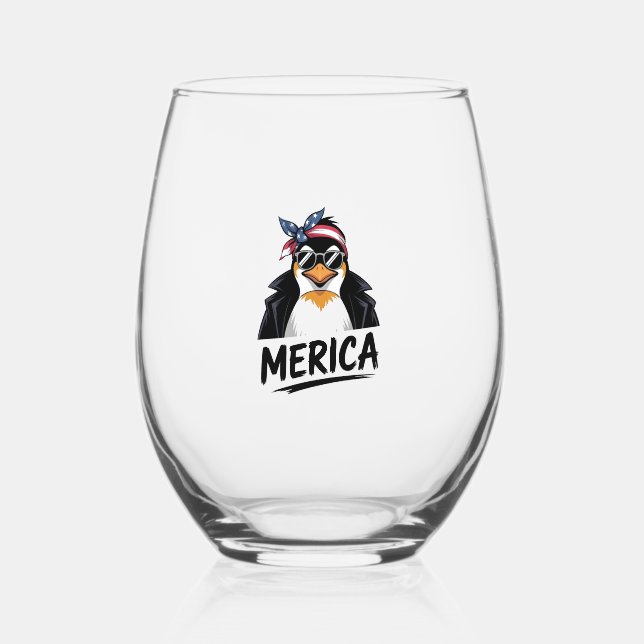 Penguin Resist Penguins Protest Against  Stemless Wine Glass (Front)