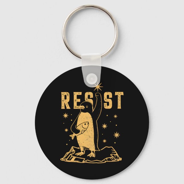 Penguin Resist Penguins Protest Against Tariffs An Key Ring (Front)
