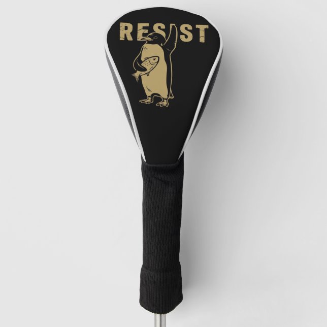 Penguin Resist Penguins Protest Against Tariffs Golf Head Cover (Front)