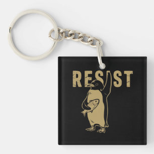 Penguin Resist Penguins Protest Against Tariffs Key Ring