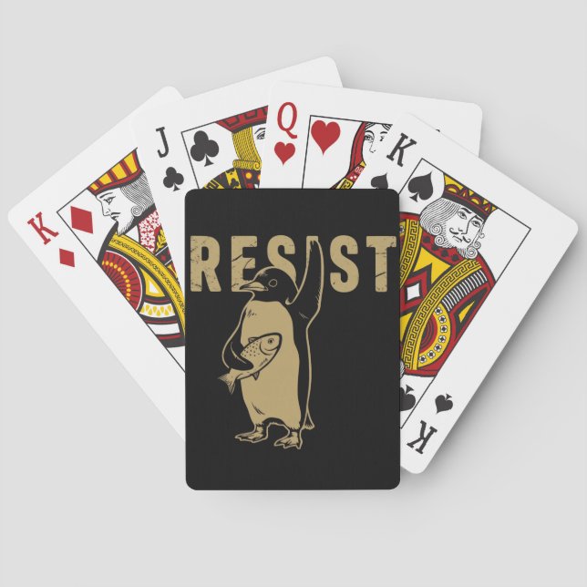 Penguin Resist Penguins Protest Against Tariffs Playing Cards (Back)