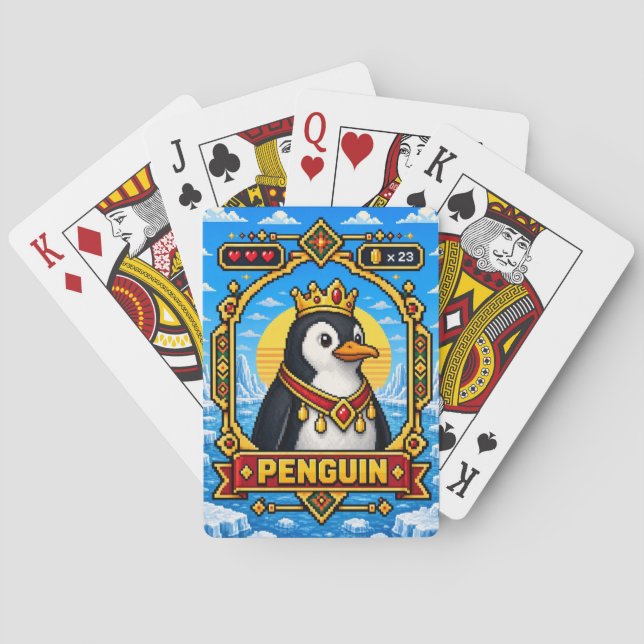 Penguin Retro 8-Bit Pixel Art Playing Cards (Back)