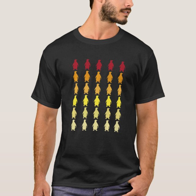 Penguin Retro Animal Pattern   T-Shirt (Front)
