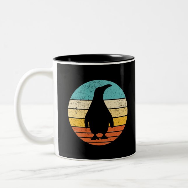 Penguin Retro Vintage Sunset Two-Tone Coffee Mug (Left)