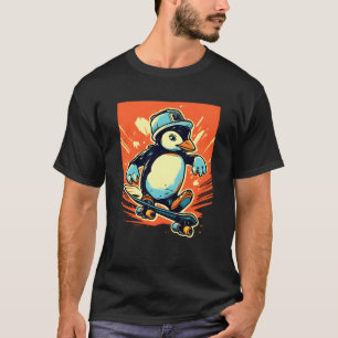 Penguin Riding Skateboard Skateboarder Skating Ska T-Shirt