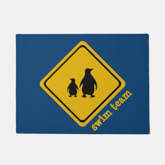 penguin road sign - doormat (Front)