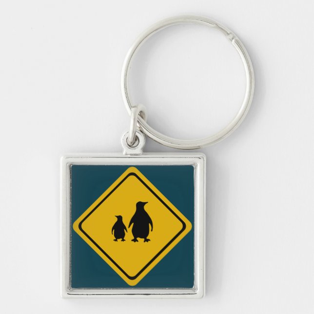 penguin road sign key ring (Front)