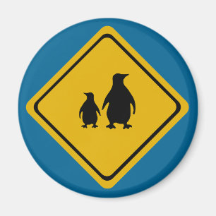 penguin road sign magnet