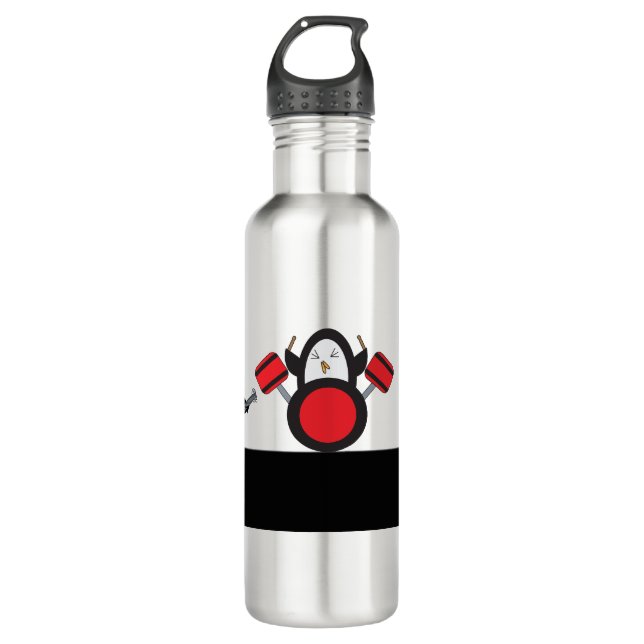 Penguin Rock Band Cute 710 Ml Water Bottle (Front)