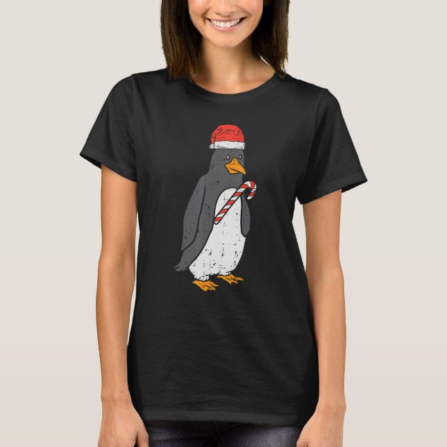 Penguin Santa Animal Christmas Xmas Women Girls T-Shirt (Front)