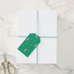 Penguin Santa Happy Merry Christmas tree pattern Gift Tags