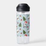 Penguin Santa Happy Merry Christmas tree pattern Water Bottle<br><div class="desc">Penguin Santa Happy Merry Christmas tree pattern</div>