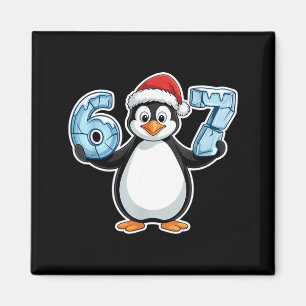 Penguin Santa Hat 67 Icy Numbers Christmas Birthda Magnet